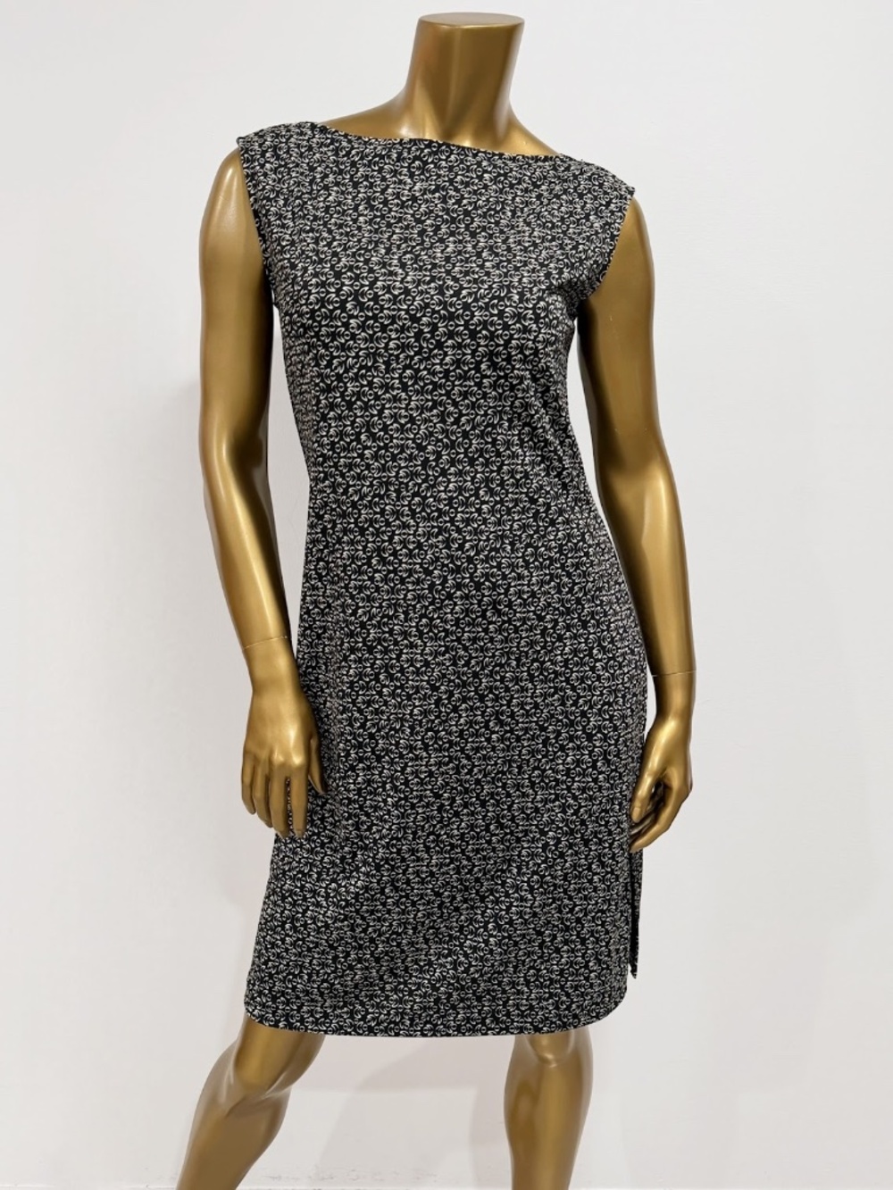Kenneth Cole New York Women's Black White Printed Sleeveless Sheath Dress Size M